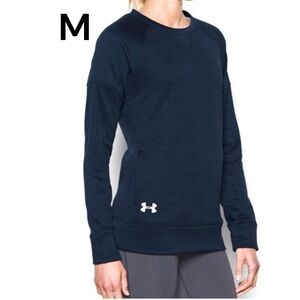 UNDER ARMOUR Fleece Top Size M Midnight Navy Blue Long Sleeves Crew Neck